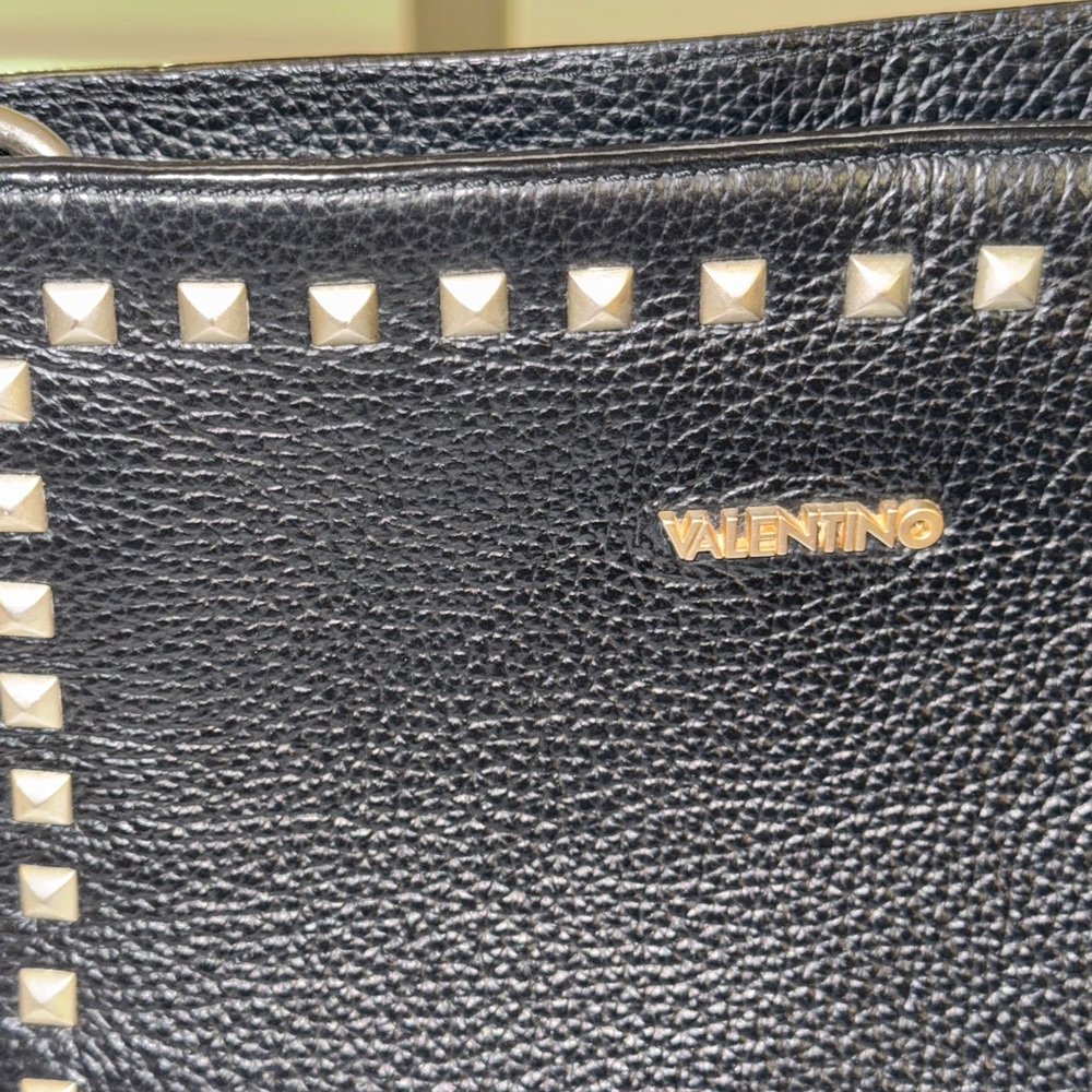 Valentino by Mario Valentino - Black Crossbody Bag with Gold Studs - Picture 2 of 4